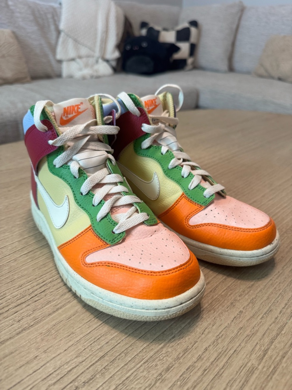 Nike Multicolor High-Top Sneakers — Orange, Green, Pink Size 5.5Y or 7W